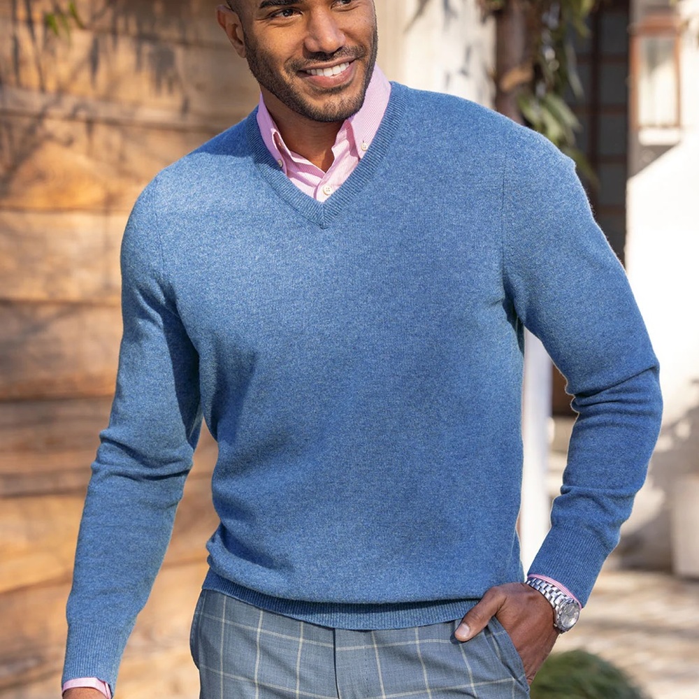 Polo By Ralph Lauren V Neck Sweater in Cotton/Cashmere